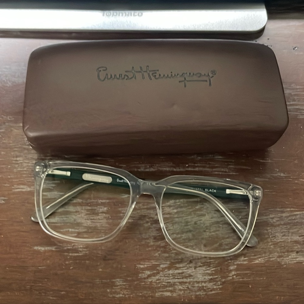 Ernest Hemingway mens 4823 black crystal 53 17 243 eyeglasses with logo case